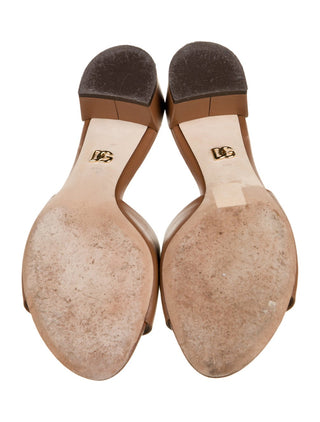 Dolce & Gabbana Brown Leather DG Cutout Slides sandals 39.5 sz