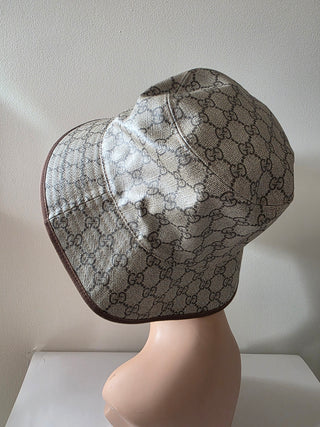 Gucci Beige brown GG Monogram bucket hat M sz