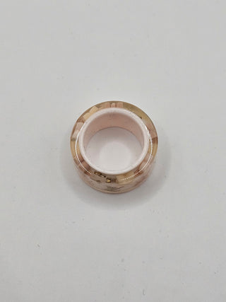 Louis Vuitton Pink Ivory Resin LV Charm Farandole Ring 6 sz