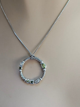 Gorgeous David Yurman Tourmaline, Peridot & Diamond Confetti Pendant Necklace