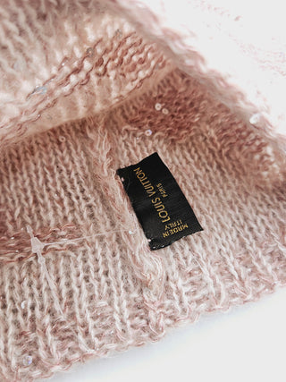 Louis Vuitton Light Pink Logo Sequin Mohair Beanie