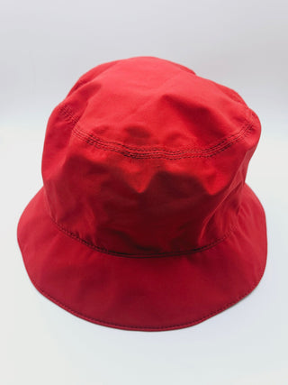 Prada Red Nylon Logo Printed Bucket Hat M sz