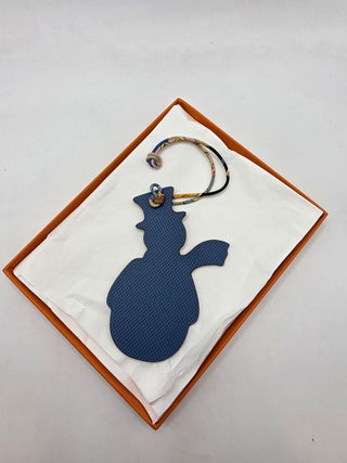 Hermès Brown Blue Petit H Snowman Bag Charm