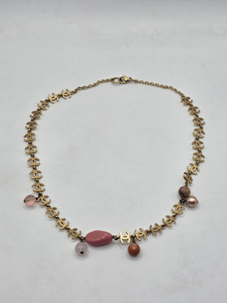 Chanel Gold-tone Faux Pearl Resin Bead Interlocking CC Collar Necklace