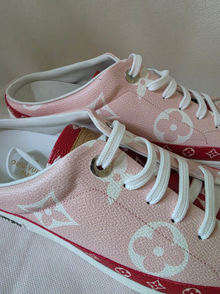 Louis Vuitton Pink Red LV Monogram Sneakers 41 sz