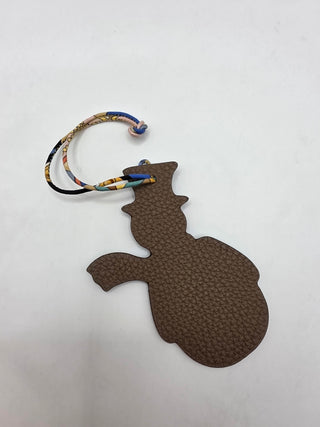 Hermès Brown Blue Petit H Snowman Bag Charm