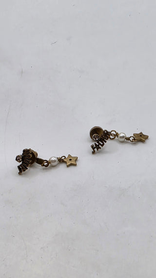 Christian Dior Gold-tone Faux Pearl Crystal J'Adior Drop Earrings