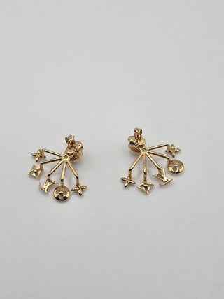 Louis Vuitton Gold-tone Faux Pearl LV Logo Cruiser Earrings