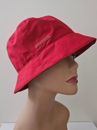 Prada Red Nylon Logo Printed Bucket Hat M sz