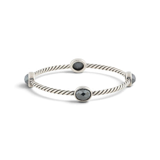 David Yurman Sterling Silver Hematine Color Classics Four Station Bangle Bracelet