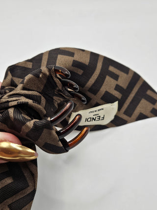 Fendi Brown Multicolor Zucca F Silk Barrette