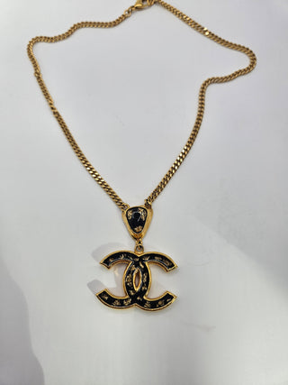 Chanel 2023 Gold-tone Resin Foil CC Pendant Necklace