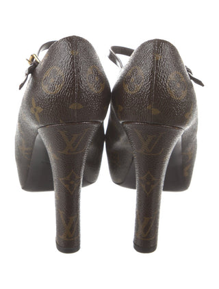 Louis Vuitton Brown LV Monogram Leather Pumps 38 sz