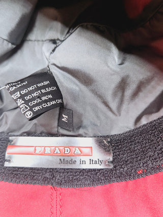 Prada Red Nylon Logo Printed Bucket Hat M sz