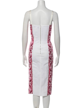 Dolce & Gabbana Pink White Silk Printed Midi Length Dress 4 sz