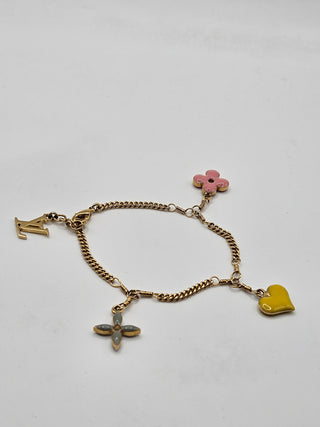 Louis Vuitton Gold-tone Sweet LV Monogram Enamel Charm Bracelet