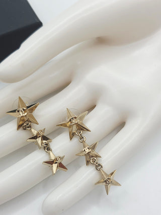 Chanel Gold-tone Interlocking CC Star Drop Earrings