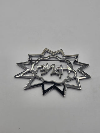 Adorable Chanel Silver-tone Strass Action 'CHANEL' Logo Brooch