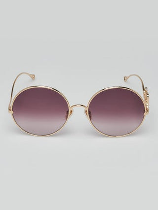 Chloe Goldtone Metal Oversized Round Logo Sunglasses - CH0329S