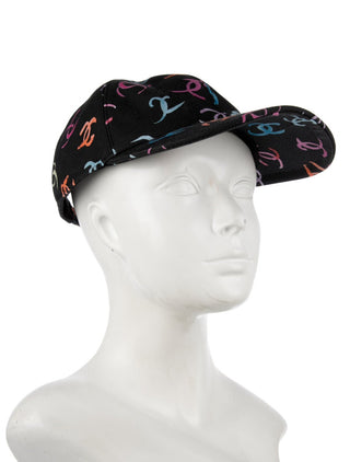 Chanel Black multicolor Interlocking CC Printed Baseball Cap