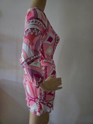Emilio Pucci Pink Printed Bateau Neckline Tunic S sz