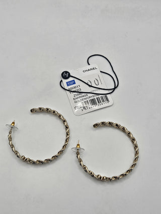 Chanel Gold-tone Strass Inside CC Large Hoop Earrings