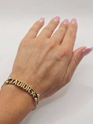 Christian Dior Gold-tone Faux Pearl J'Adior Cuff Bracelet