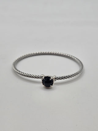 David Yurman Sterling Silver Onyx Châtelaine Bangle Hook Bracelet