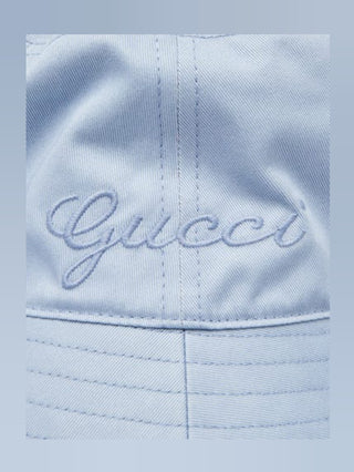GucciPorcelain Light Blue Cotton Cabris Bucket Hat M sz
