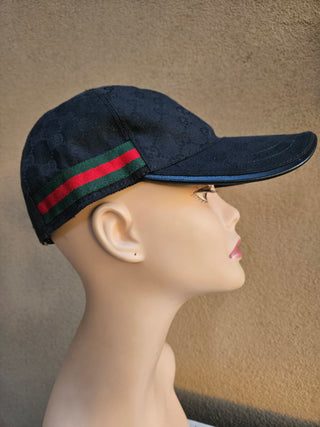 Gucci Black GG Monogram baseball cap XL sz