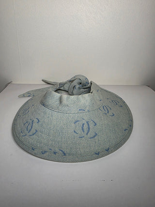 Chanel Blue Interlocking CC Denim Visor