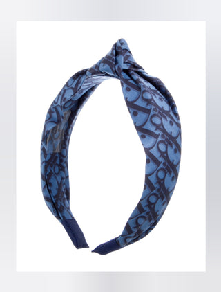 Dior Blue Oblique Diorissimo Logo Printed headband