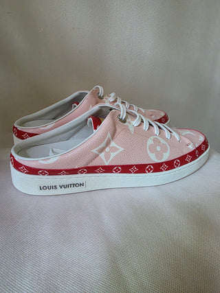 Louis Vuitton Pink Red LV Monogram Sneakers 41 sz