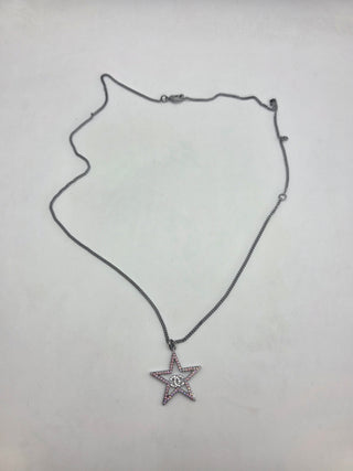 Chanel Silver-tone Strass Interlocking CC Star Pendant Necklace