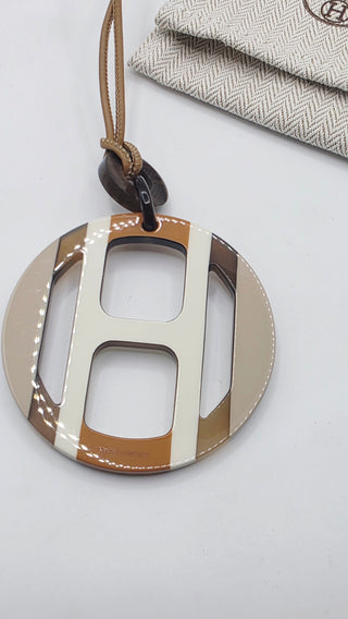 Hermès Brown Beige H Equipe Pendant Necklace