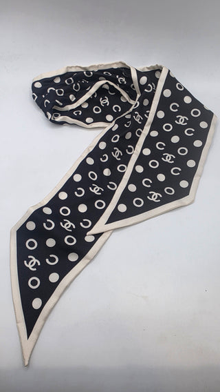 Chanel 2022 Polka Dot CC Hair Scrunchie