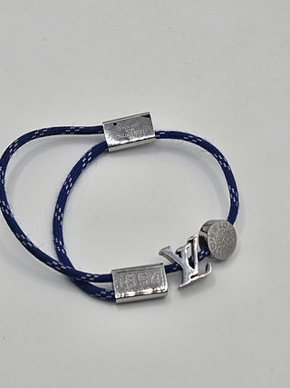 Louis Vuitton Blue Silvertone LV Charm Fluo Neon Adjustable Bracelet