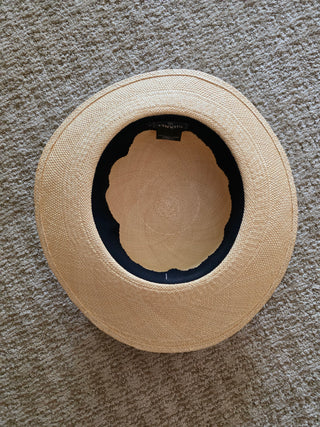 Chanel Beige Interlocking CC Denim Straw Hat S sz