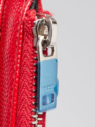 Yves Saint Laurent Red Matelasse Quilted Leather Monogram Small Bill Pouch