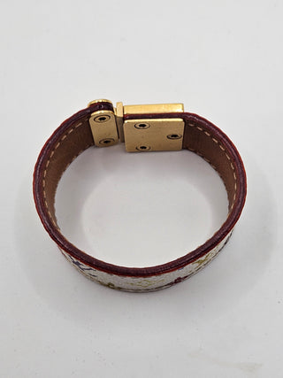 Louis Vuitton Gold-tone Multicolor Leather Koala Lock Bracelet