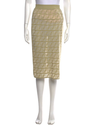 Fendi FF Monogram Graphic Print Midi Length Skirt M sz