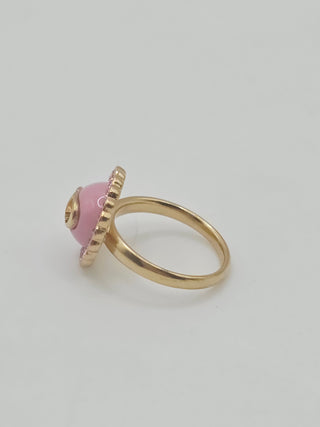 Christian Dior Crystal pink Resin CD Cocktail Ring 5.25 sz