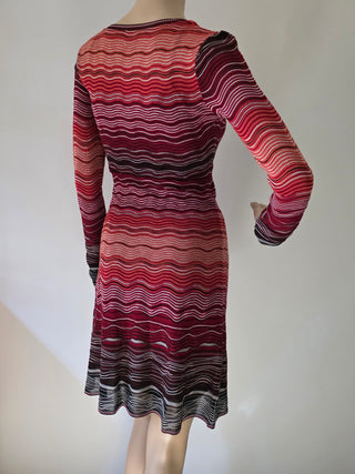 Missoni Red Multicolor Striped Knee-Length Dress XS sz