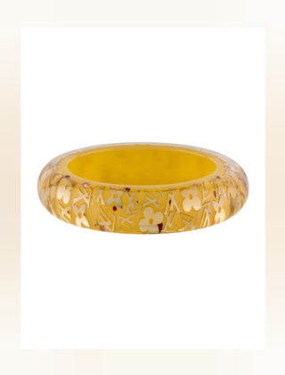 Louis Vuitton Gold-tone Wide lV Charm Inclusion Bangle