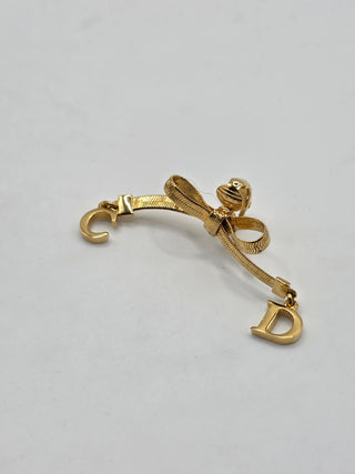 Christian Dior Gold-tone CD Logo Bow Clip-On Earrings