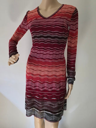 Missoni Red Multicolor Striped Knee-Length Dress XS sz