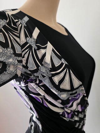 Emilio Pucci Black Multicolor Signature Print Sexy Summer Dress 42 sz