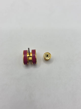 Hermès Gold-tone Pink Pop H Stud Earrings