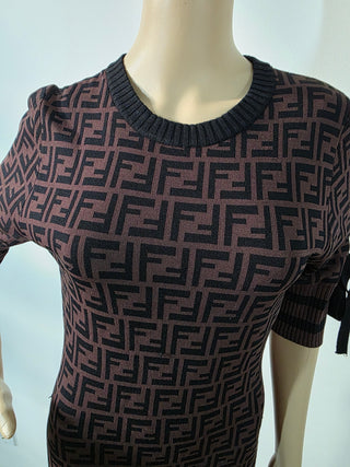 Fendi Brown FF Zucca Monogram Midi dress 40 sz