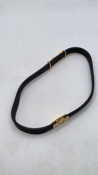 Saint Laurent Gold-tone YSL Logo Leather Choker